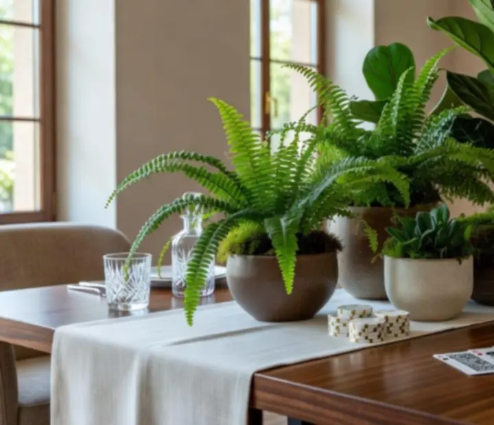 Botanikus dekoráció és természetes anyagok a lounge belső terében